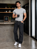 Straight Fit Cloud Grey Mid Rise Jeans