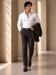 NT Comfort Fit Roasted Coffee Mid Rise Trousers
