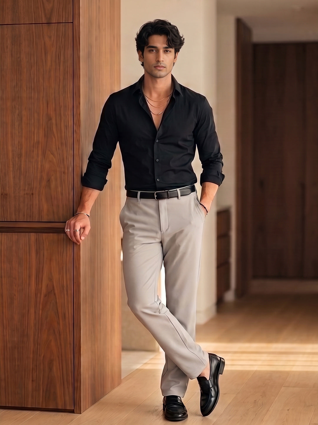 NT Comfort Fit Sand Stone Beige Mid Rise Trouser