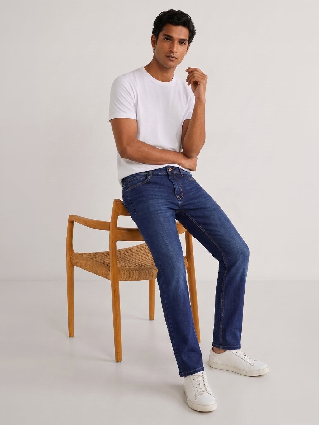 Stln Str Classic Straight Fit Royal Mid Rise Faded Indigo Jeans