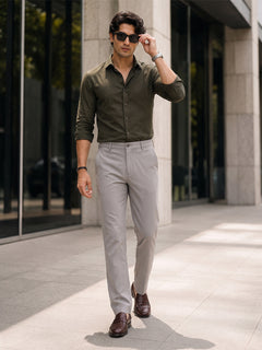 NT Comfort Fit  Steel Grey Mid Rise Trouser