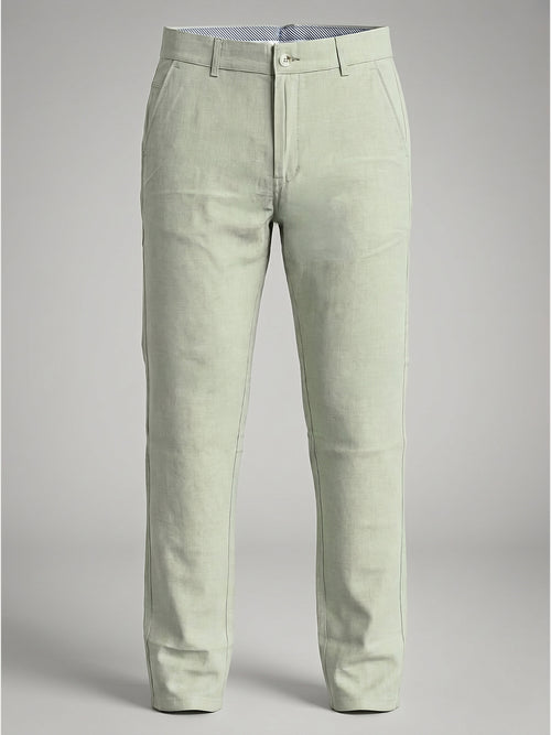 Linen Heritage Relaxed Fit Sage Green Mid Rise Trouser