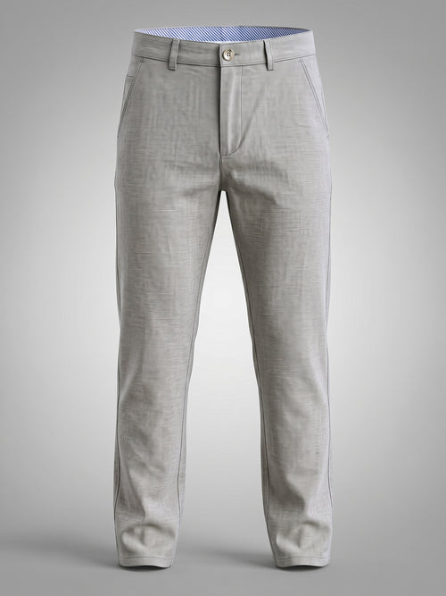 Linen Heritage Relaxed Fit Steel Grey Mid Rise Trouser