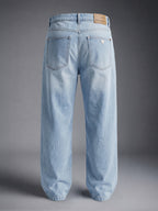 Stln Baggy Fit Arctic Blue Mid Rise Faded Jeans