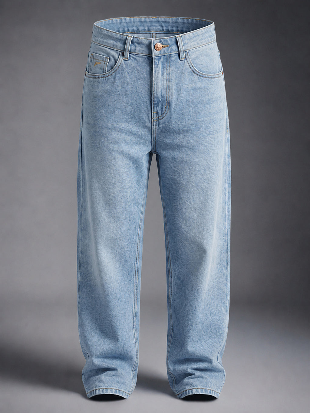 Stln Baggy Fit Arctic Blue Mid Rise Faded Jeans