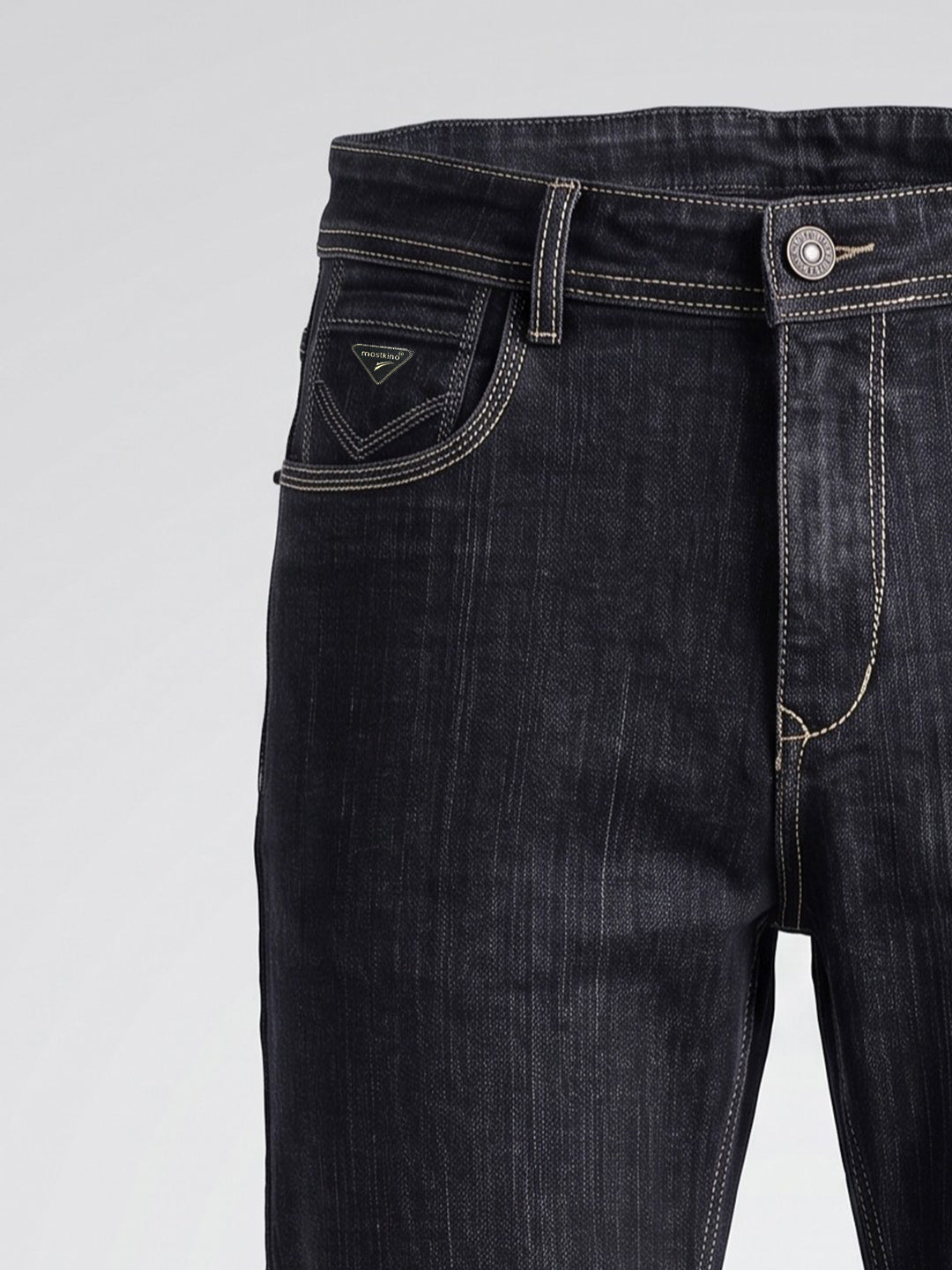 Straight Fit Cloud Grey Mid Rise Jeans