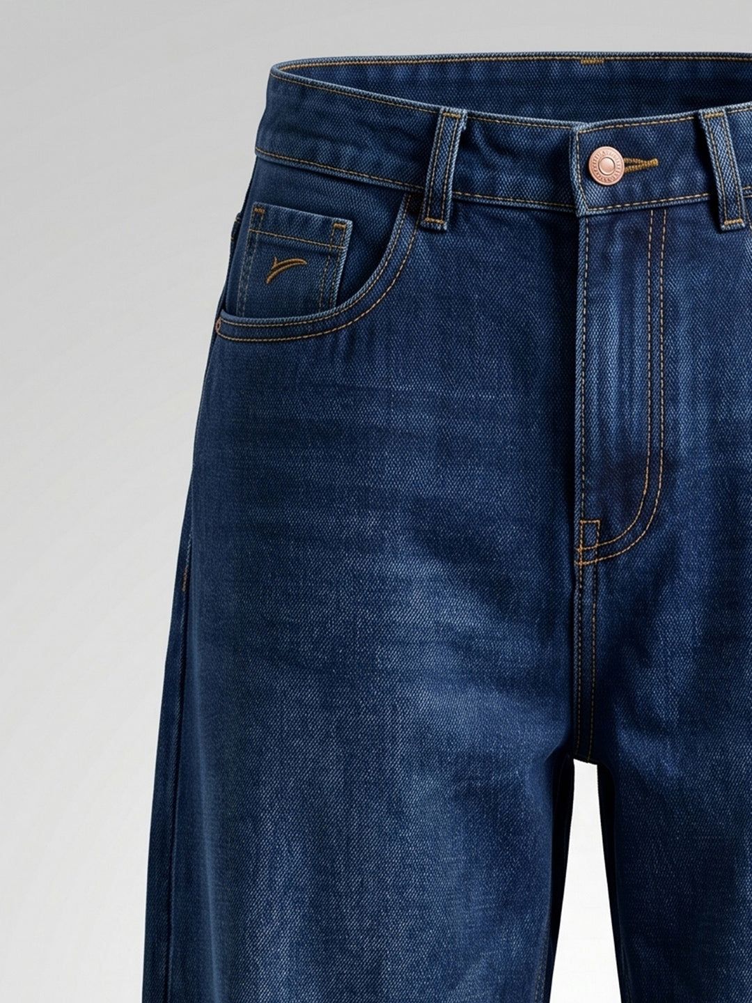 Baggy Fit Indigo Mid Rise Jeans